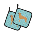 Bullmastiff Checkerboard Blue Pot Holder Set of 2 Heat Resistant Quilted Hot Pads 7.5 x 7.5 Inch, Insulated Kitchen Trivets for Cooking & Baking
