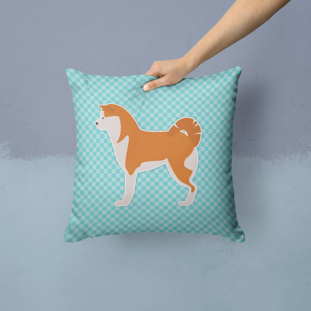 Akita Checkerboard Blue Decorative Throw Pillow 14x14 Indoor Outdoor Accent Cushion, Fabric Cover with Insert for Sofa, Bed, Porch & Living Room