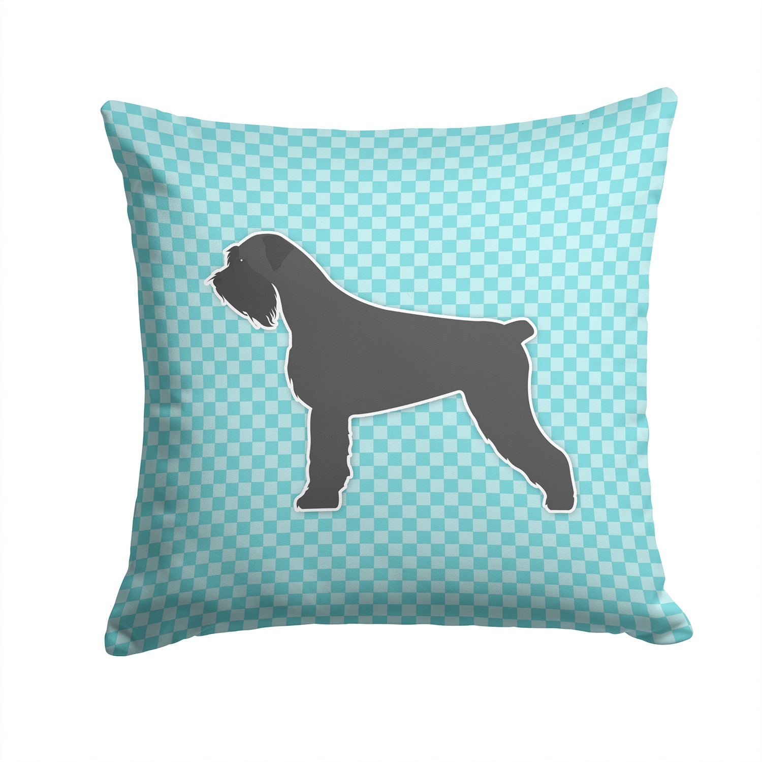 Giant Schnauzer Checkerboard Blue Decorative Throw Pillow 14x14 Indoor Outdoor Accent Cushion, Fabric Cover with Insert for Sofa, Bed, Porch & Living Room