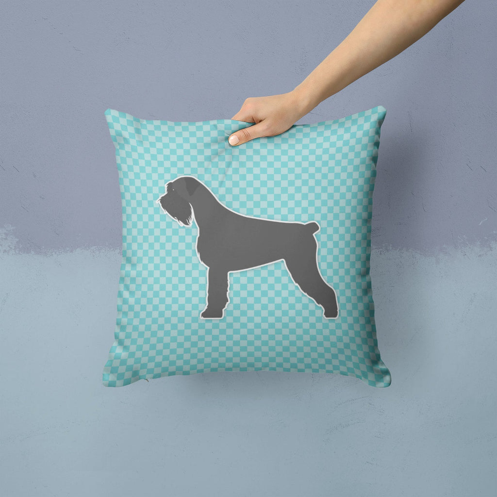Giant Schnauzer Checkerboard Blue Decorative Throw Pillow 14x14 Indoor Outdoor Accent Cushion, Fabric Cover with Insert for Sofa, Bed, Porch & Living Room