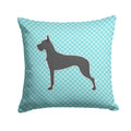 Great Dane Checkerboard Blue Decorative Throw Pillow 14x14 Indoor Outdoor Accent Cushion, Fabric Cover with Insert for Sofa, Bed, Porch & Living Room