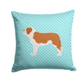 Saint Bernard Checkerboard Blue Decorative Throw Pillow 14x14 Indoor Outdoor Accent Cushion, Fabric Cover with Insert for Sofa, Bed, Porch & Living Room