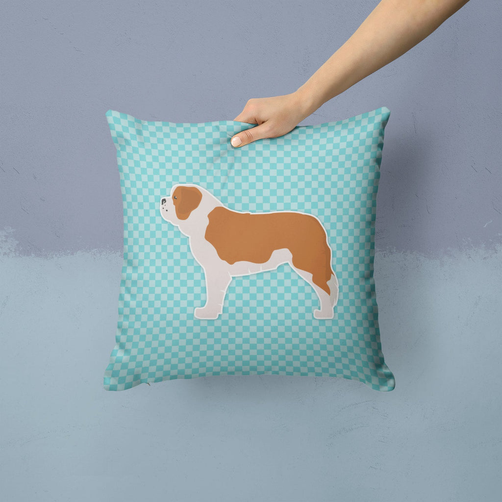 Saint Bernard Checkerboard Blue Decorative Throw Pillow 14x14 Indoor Outdoor Accent Cushion, Fabric Cover with Insert for Sofa, Bed, Porch & Living Room