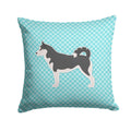 Siberian Husky Checkerboard Blue Decorative Throw Pillow 14x14 Indoor Outdoor Accent Cushion, Fabric Cover with Insert for Sofa, Bed, Porch & Living Room