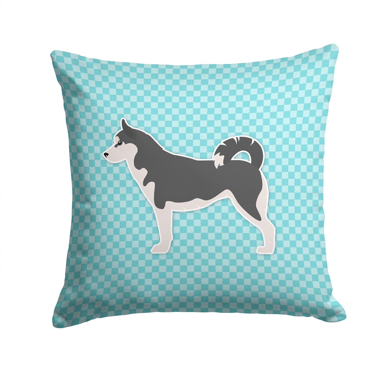 Siberian Husky Checkerboard Blue Decorative Throw Pillow 14x14 Indoor Outdoor Accent Cushion, Fabric Cover with Insert for Sofa, Bed, Porch & Living Room