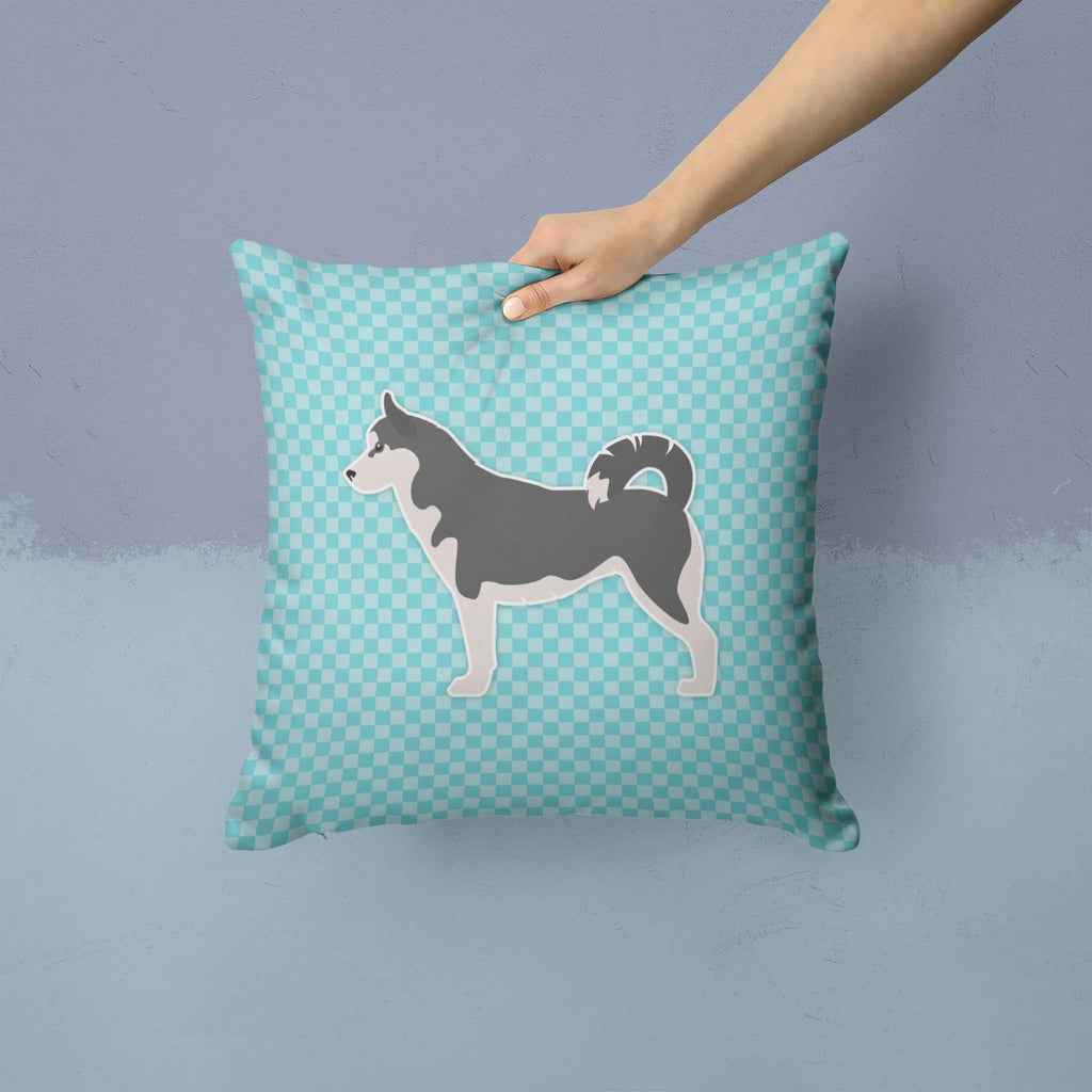 Siberian Husky Checkerboard Blue Decorative Throw Pillow 14x14 Indoor Outdoor Accent Cushion, Fabric Cover with Insert for Sofa, Bed, Porch & Living Room