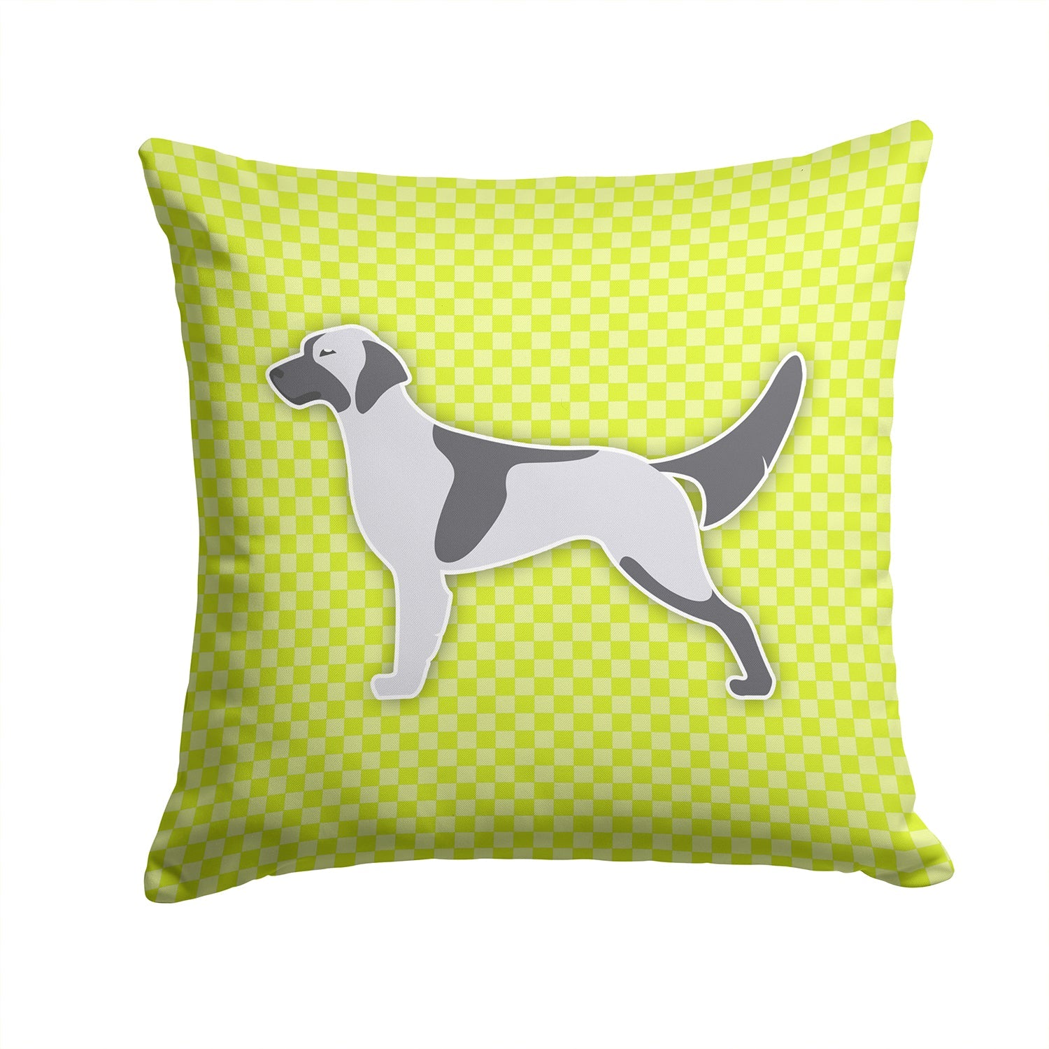 English Setter Checkerboard Green Decorative Throw Pillow 14x14 Indoor Outdoor Accent Cushion, Fabric Cover with Insert for Sofa, Bed, Porch & Living Room