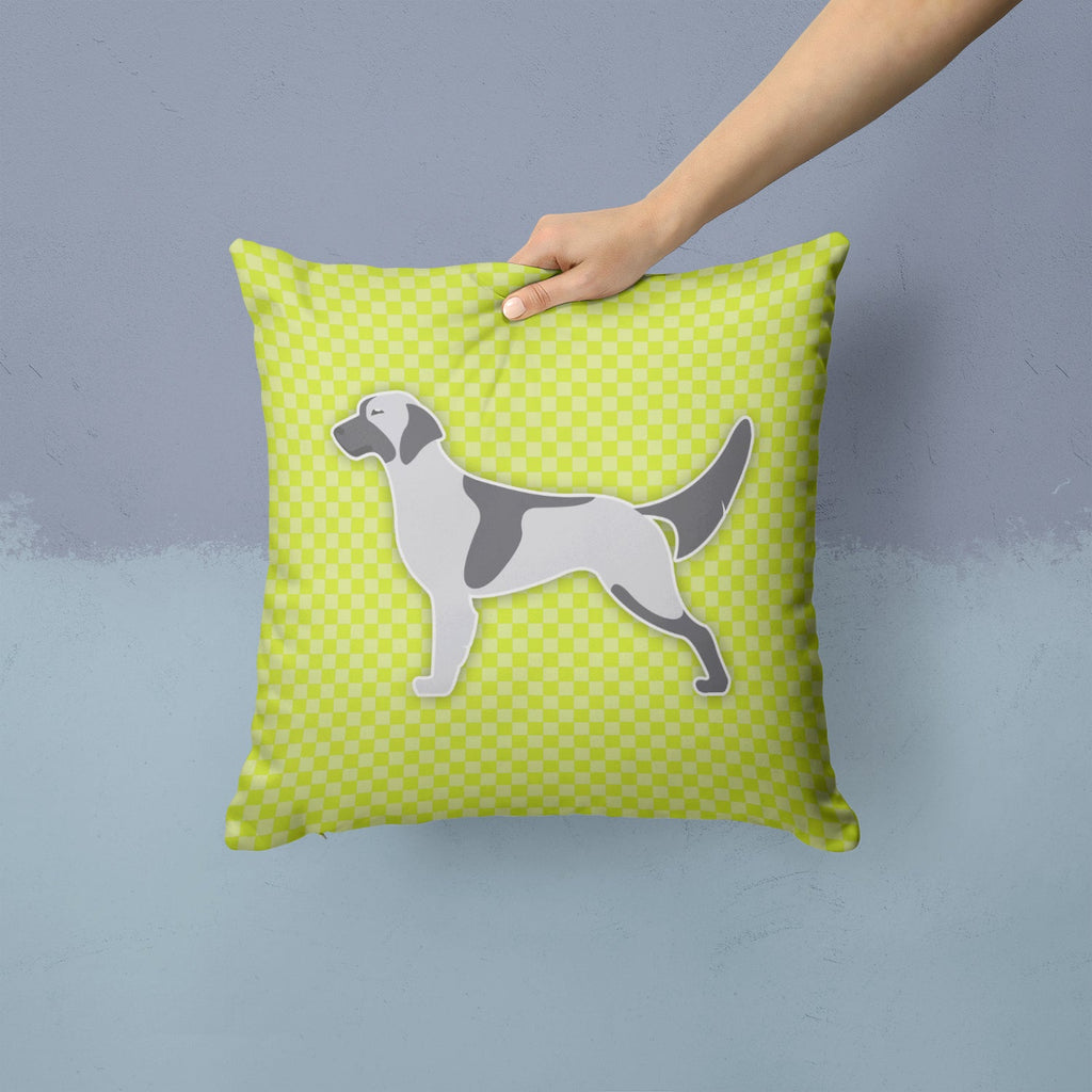 English Setter Checkerboard Green Decorative Throw Pillow 14x14 Indoor Outdoor Accent Cushion, Fabric Cover with Insert for Sofa, Bed, Porch & Living Room