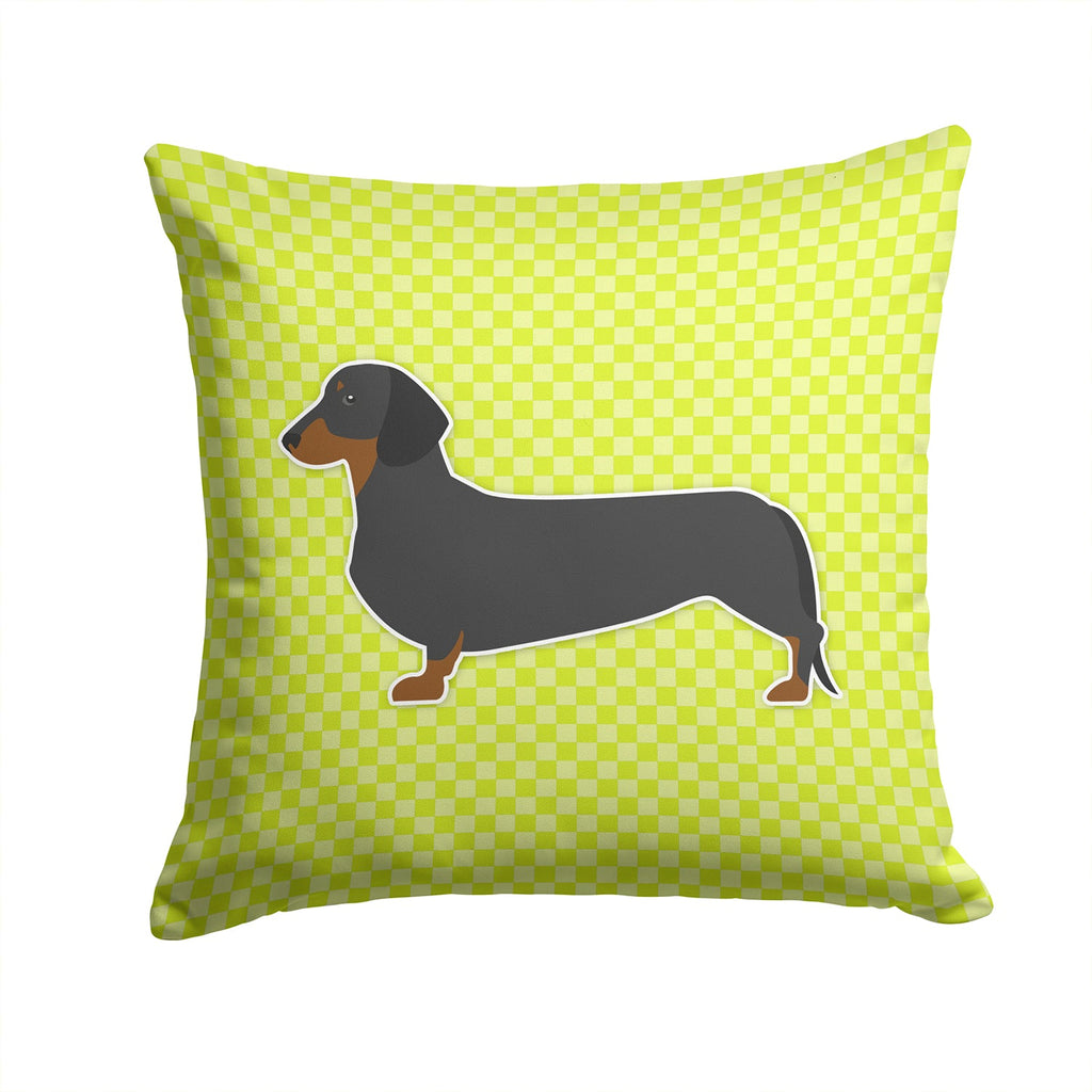Dachshund Checkerboard Green Decorative Throw Pillow 14x14 Indoor Outdoor Accent Cushion, Fabric Cover with Insert for Sofa, Bed, Porch & Living Room