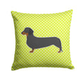 Dachshund Checkerboard Green Decorative Throw Pillow 14x14 Indoor Outdoor Accent Cushion, Fabric Cover with Insert for Sofa, Bed, Porch & Living Room