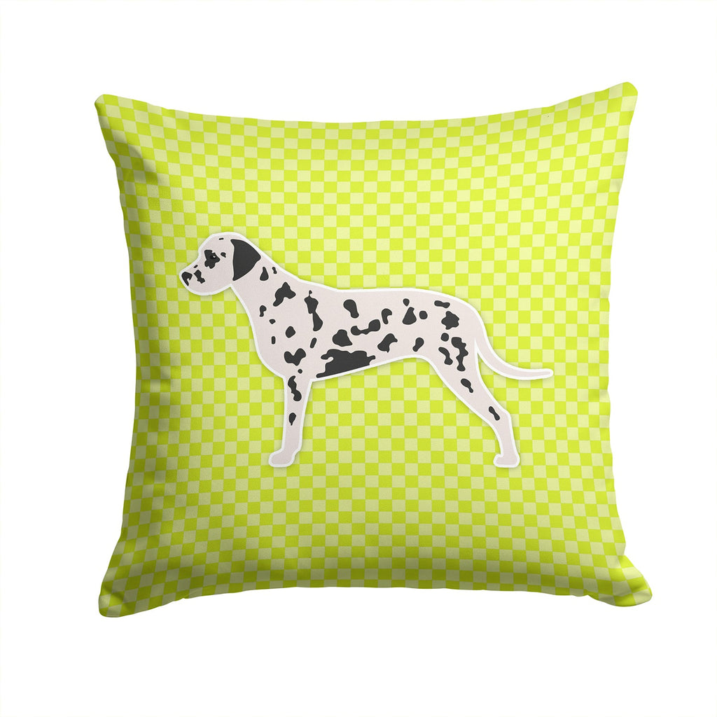 Dalmatian Checkerboard Green Decorative Throw Pillow 14x14 Indoor Outdoor Accent Cushion, Fabric Cover with Insert for Sofa, Bed, Porch & Living Room