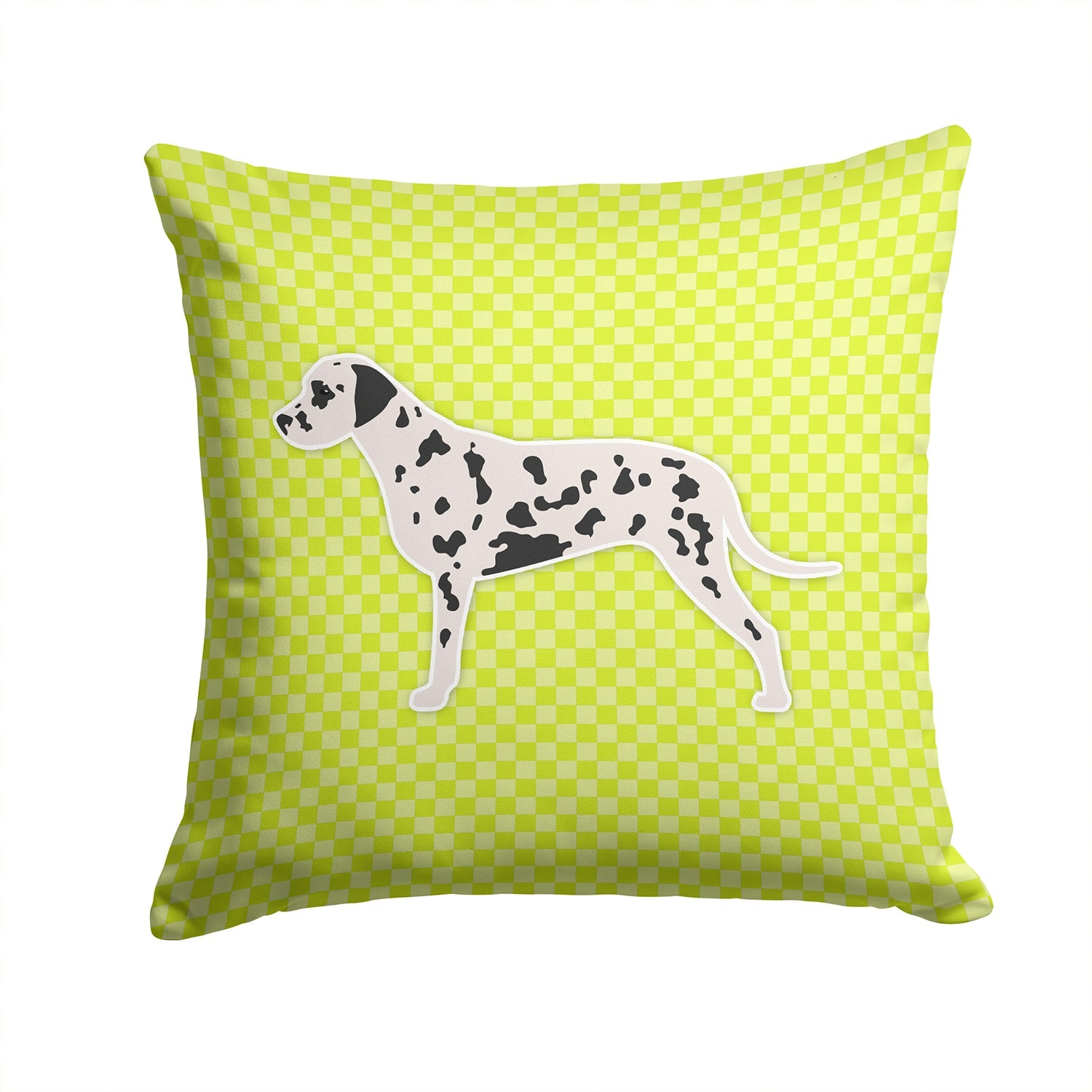 Dalmatian Checkerboard Green Decorative Throw Pillow 14x14 Indoor Outdoor Accent Cushion, Fabric Cover with Insert for Sofa, Bed, Porch & Living Room