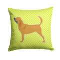 Bloodhound Checkerboard Green Decorative Throw Pillow 14x14 Indoor Outdoor Accent Cushion, Fabric Cover with Insert for Sofa, Bed, Porch & Living Room