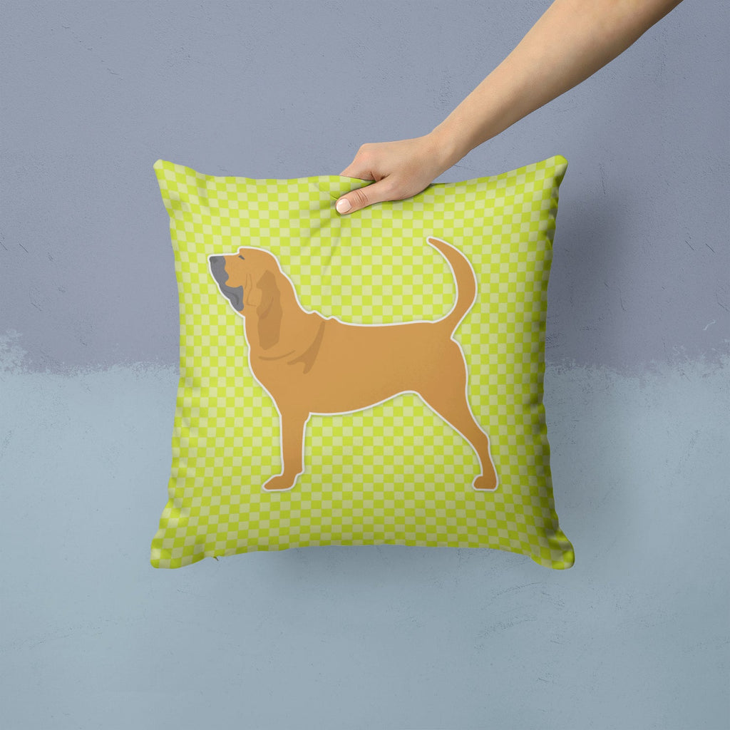Bloodhound Checkerboard Green Decorative Throw Pillow 14x14 Indoor Outdoor Accent Cushion, Fabric Cover with Insert for Sofa, Bed, Porch & Living Room
