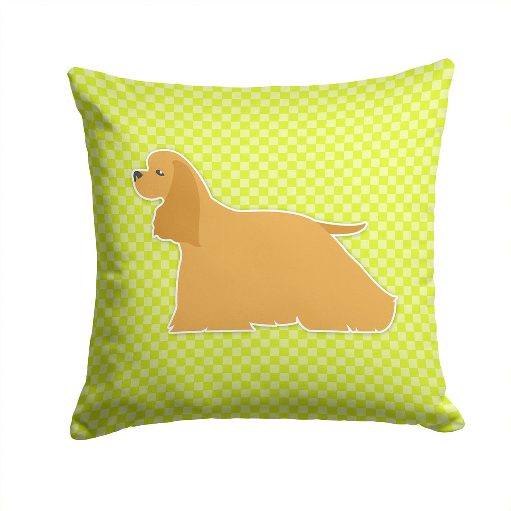 Cocker Spaniel Checkerboard Green Decorative Throw Pillow 14x14 Indoor Outdoor Accent Cushion, Fabric Cover with Insert for Sofa, Bed, Porch & Living Room