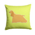 Cocker Spaniel Checkerboard Green Decorative Throw Pillow 14x14 Indoor Outdoor Accent Cushion, Fabric Cover with Insert for Sofa, Bed, Porch & Living Room