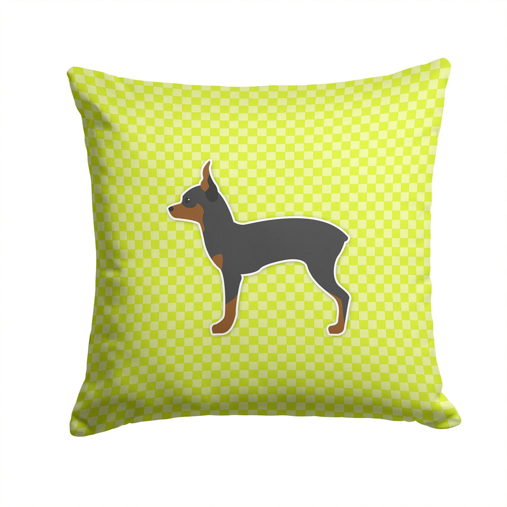 Toy Fox Terrier Checkerboard Green Decorative Throw Pillow 14x14 Indoor Outdoor Accent Cushion, Fabric Cover with Insert for Sofa, Bed, Porch & Living Room