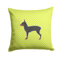 Toy Fox Terrier Checkerboard Green Decorative Throw Pillow 14x14 Indoor Outdoor Accent Cushion, Fabric Cover with Insert for Sofa, Bed, Porch & Living Room