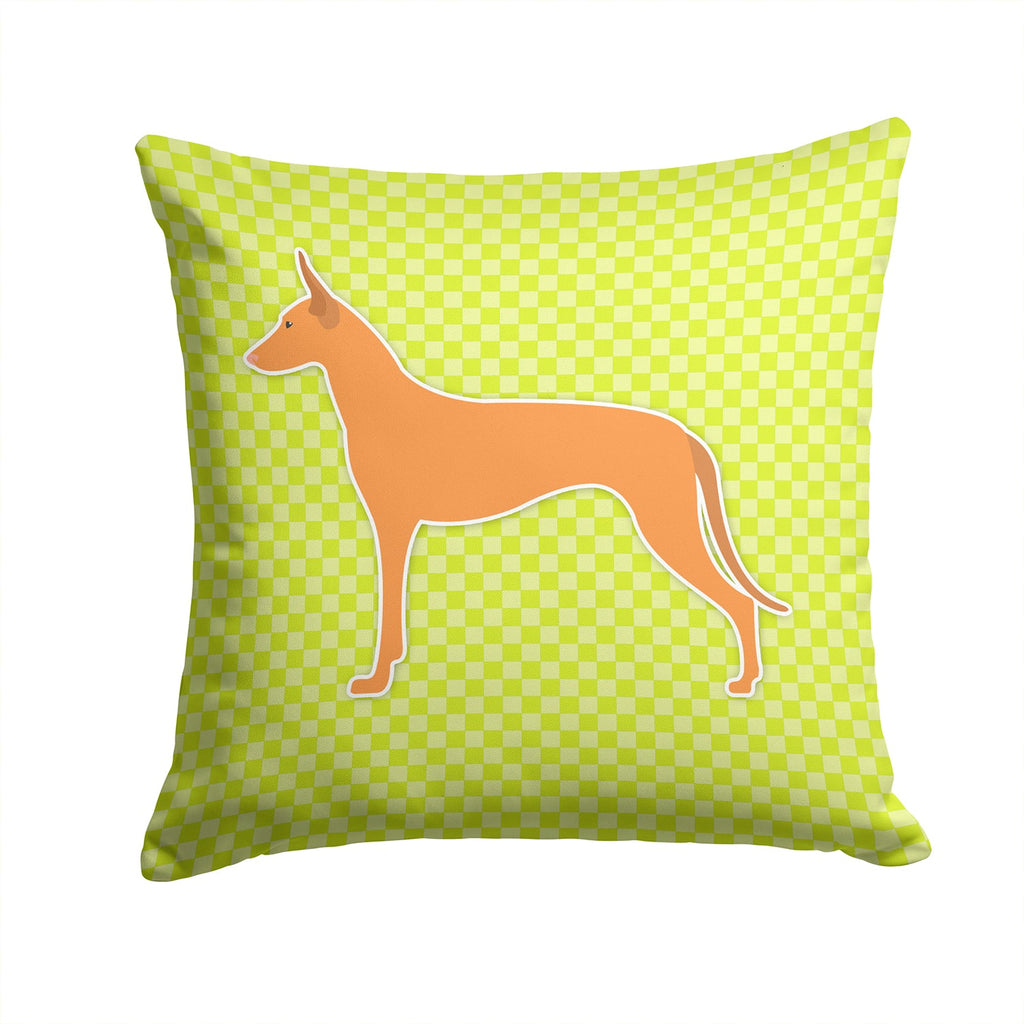 Pharaoh Hound Checkerboard Green Decorative Throw Pillow 14x14 Indoor Outdoor Accent Cushion, Fabric Cover with Insert for Sofa, Bed, Porch & Living Room