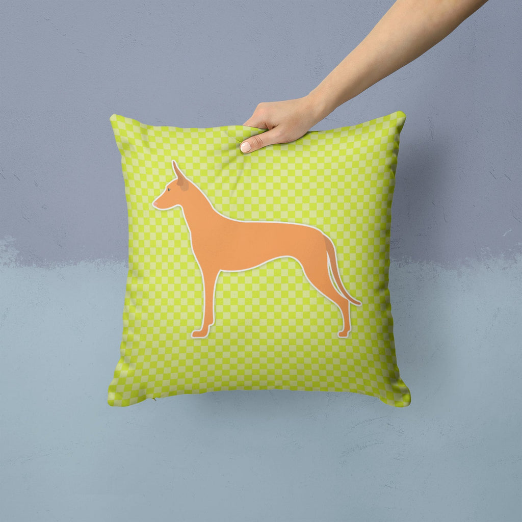 Pharaoh Hound Checkerboard Green Decorative Throw Pillow 14x14 Indoor Outdoor Accent Cushion, Fabric Cover with Insert for Sofa, Bed, Porch & Living Room