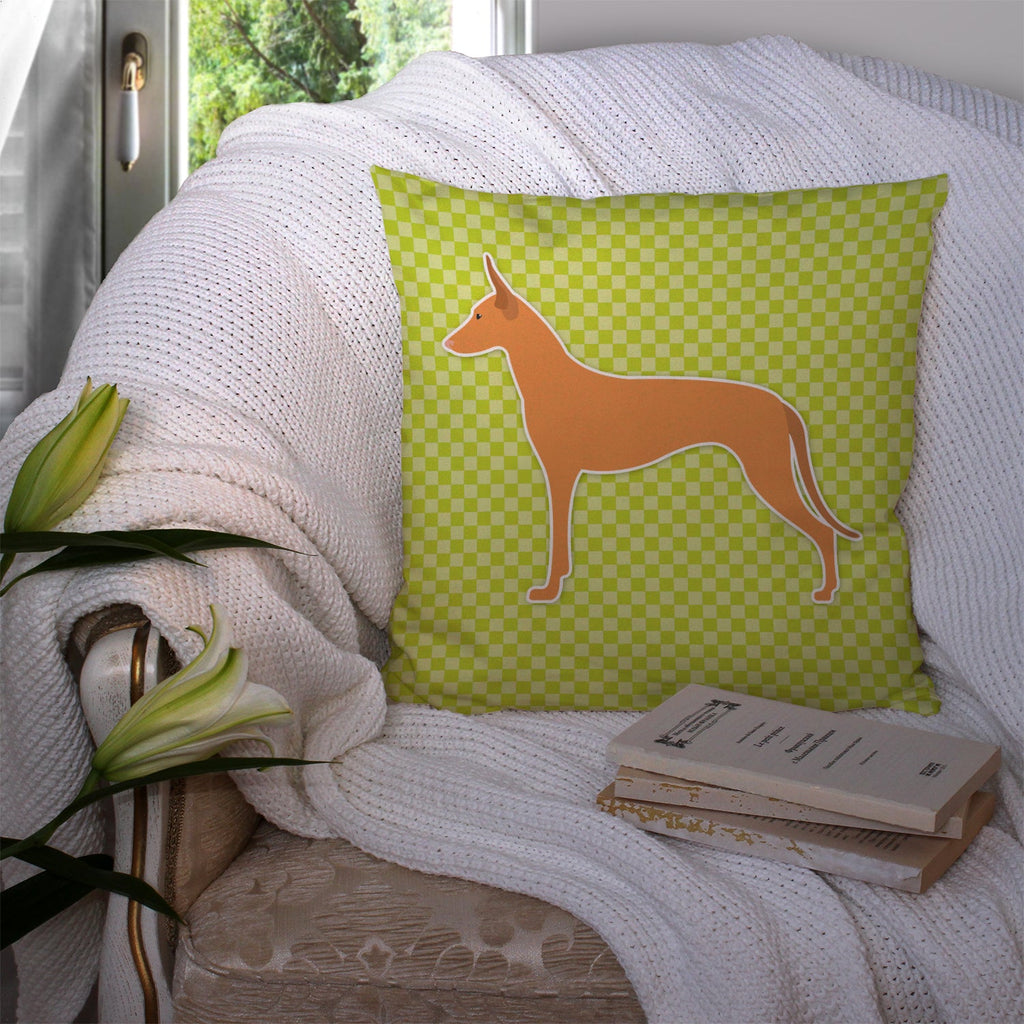 Pharaoh Hound Checkerboard Green Decorative Throw Pillow 14x14 Indoor Outdoor Accent Cushion, Fabric Cover with Insert for Sofa, Bed, Porch & Living Room