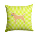 Border Terrier Checkerboard Green Decorative Throw Pillow 14x14 Indoor Outdoor Accent Cushion, Fabric Cover with Insert for Sofa, Bed, Porch & Living Room