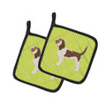 Grand Basset Griffon Vendeen Checkerboard Green Pot Holder Set of 2 Heat Resistant Quilted Hot Pads 7.5 x 7.5 Inch, Insulated Kitchen Trivets for Cooking & Baking