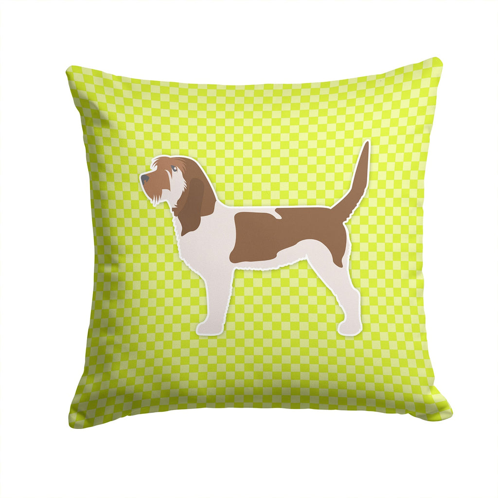 Grand Basset Griffon Vendeen Checkerboard Green Decorative Throw Pillow 14x14 Indoor Outdoor Accent Cushion, Fabric Cover with Insert for Sofa, Bed, Porch & Living Room