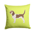 Grand Basset Griffon Vendeen Checkerboard Green Decorative Throw Pillow 14x14 Indoor Outdoor Accent Cushion, Fabric Cover with Insert for Sofa, Bed, Porch & Living Room