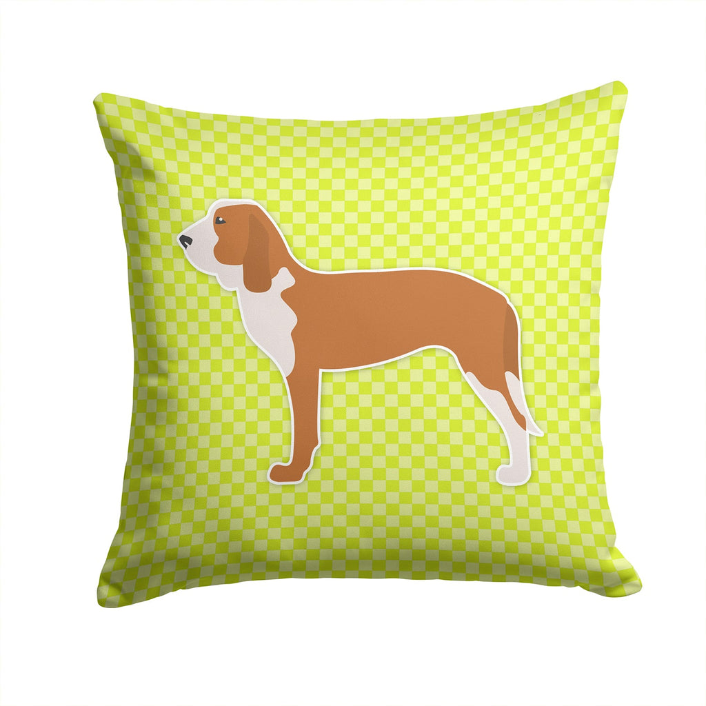 Spanish Hound Checkerboard Green Decorative Throw Pillow 14x14 Indoor Outdoor Accent Cushion, Fabric Cover with Insert for Sofa, Bed, Porch & Living Room