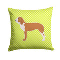 Spanish Hound Checkerboard Green Decorative Throw Pillow 14x14 Indoor Outdoor Accent Cushion, Fabric Cover with Insert for Sofa, Bed, Porch & Living Room