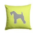 Kerry Blue Terrier Checkerboard Green Decorative Throw Pillow 14x14 Indoor Outdoor Accent Cushion, Fabric Cover with Insert for Sofa, Bed, Porch & Living Room