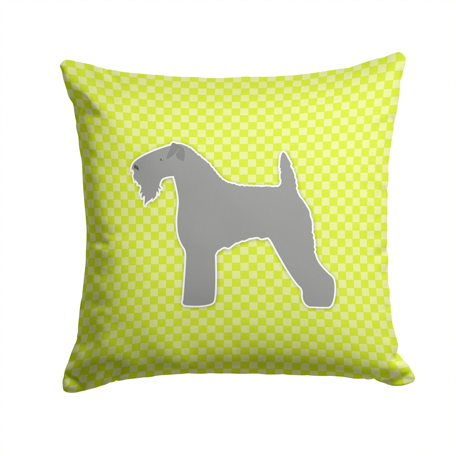 Kerry Blue Terrier Checkerboard Green Decorative Throw Pillow 14x14 Indoor Outdoor Accent Cushion, Fabric Cover with Insert for Sofa, Bed, Porch & Living Room