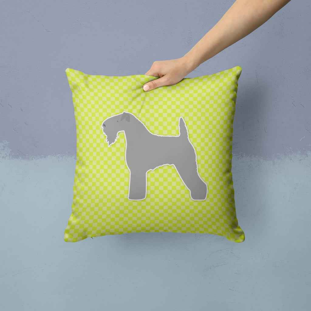 Kerry Blue Terrier Checkerboard Green Decorative Throw Pillow 14x14 Indoor Outdoor Accent Cushion, Fabric Cover with Insert for Sofa, Bed, Porch & Living Room