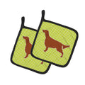 Irish Setter Checkerboard Green Pot Holder Set of 2 Heat Resistant Quilted Hot Pads 7.5 x 7.5 Inch, Insulated Kitchen Trivets for Cooking & Baking