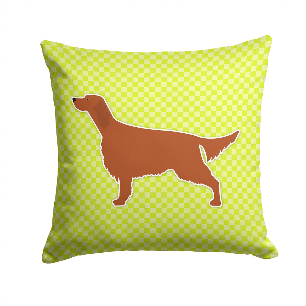 Irish Setter Checkerboard Green Decorative Throw Pillow 14x14 Indoor Outdoor Accent Cushion, Fabric Cover with Insert for Sofa, Bed, Porch & Living Room