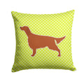 Irish Setter Checkerboard Green Decorative Throw Pillow 14x14 Indoor Outdoor Accent Cushion, Fabric Cover with Insert for Sofa, Bed, Porch & Living Room