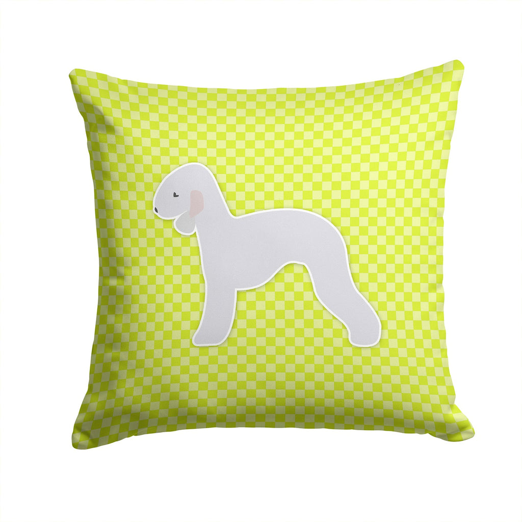 Bedlington Terrier Checkerboard Green Decorative Throw Pillow 14x14 Indoor Outdoor Accent Cushion, Fabric Cover with Insert for Sofa, Bed, Porch & Living Room