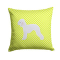 Bedlington Terrier Checkerboard Green Decorative Throw Pillow 14x14 Indoor Outdoor Accent Cushion, Fabric Cover with Insert for Sofa, Bed, Porch & Living Room