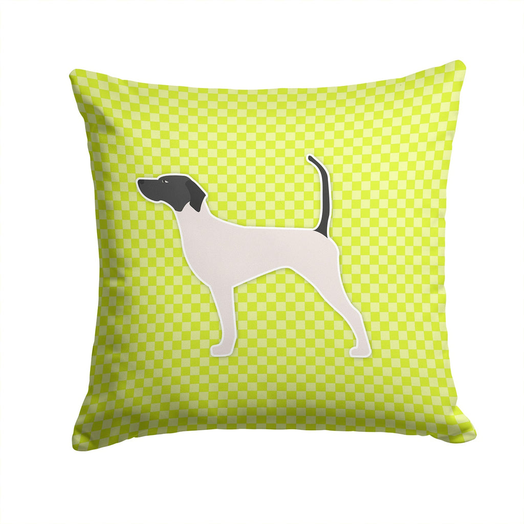 English Pointer Checkerboard Green Decorative Throw Pillow 14x14 Indoor Outdoor Accent Cushion, Fabric Cover with Insert for Sofa, Bed, Porch & Living Room