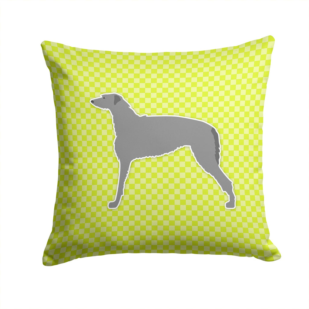 Scottish Deerhound Checkerboard Green Decorative Throw Pillow 14x14 Indoor Outdoor Accent Cushion, Fabric Cover with Insert for Sofa, Bed, Porch & Living Room