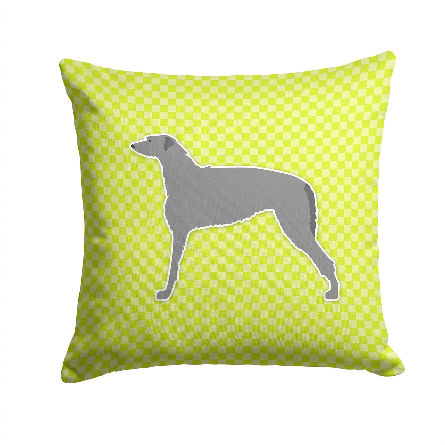 Scottish Deerhound Checkerboard Green Decorative Throw Pillow 14x14 Indoor Outdoor Accent Cushion, Fabric Cover with Insert for Sofa, Bed, Porch & Living Room