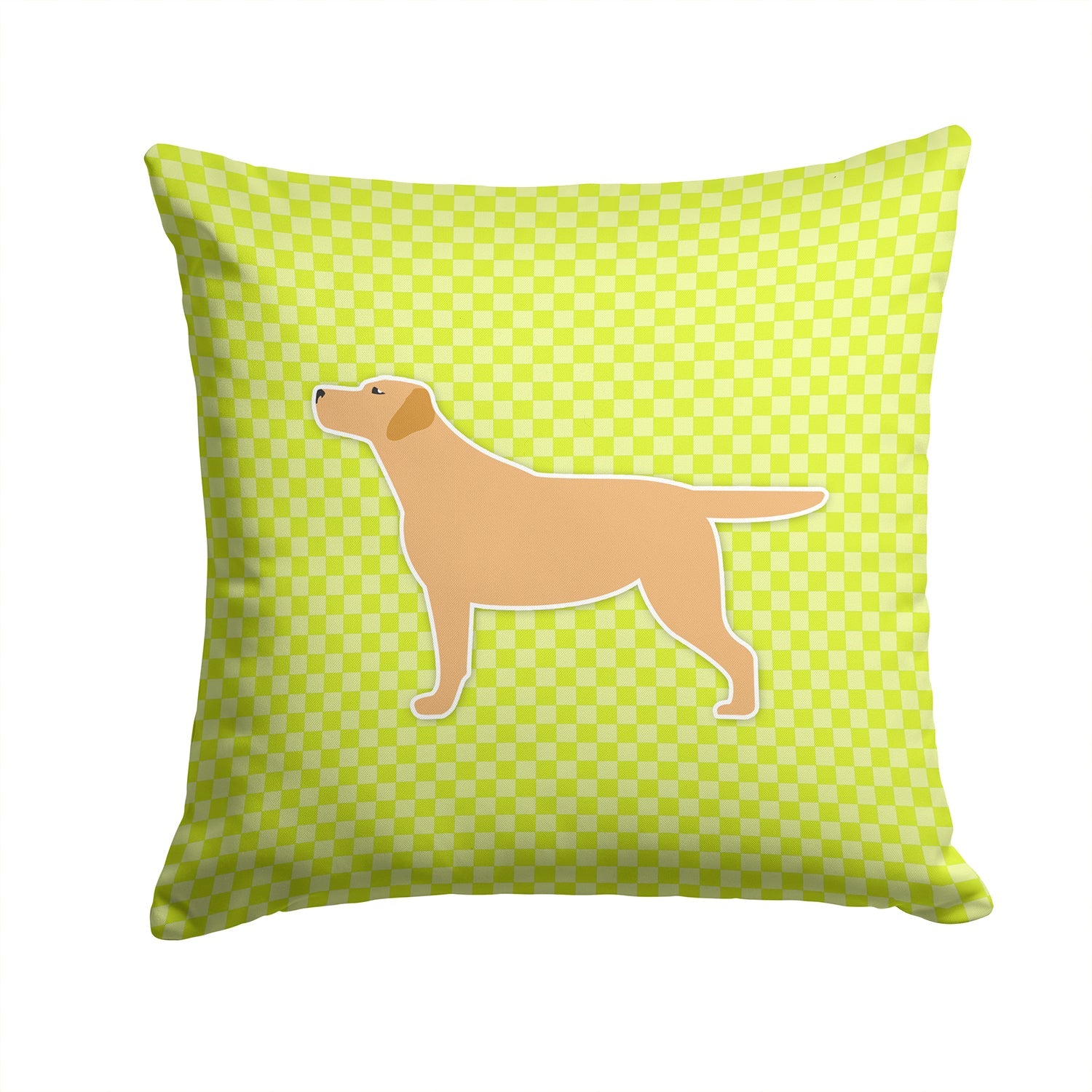Yellow Labrador Retriever Checkerboard Green Decorative Throw Pillow 14x14 Indoor Outdoor Accent Cushion, Fabric Cover with Insert for Sofa, Bed, Porch & Living Room