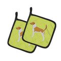 American Foxhound Checkerboard Green Pot Holder Set of 2 Heat Resistant Quilted Hot Pads 7.5 x 7.5 Inch, Insulated Kitchen Trivets for Cooking & Baking