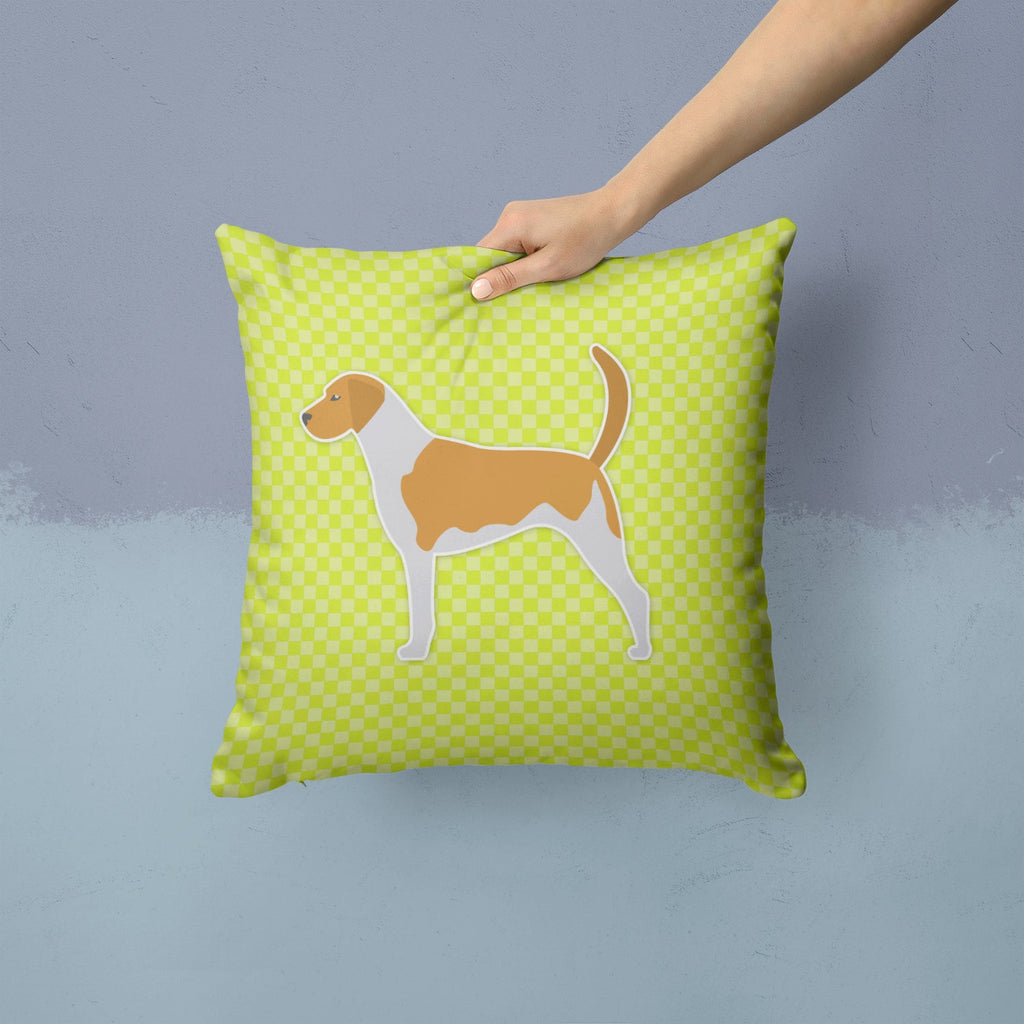 American Foxhound Checkerboard Green Decorative Throw Pillow 14x14 Indoor Outdoor Accent Cushion, Fabric Cover with Insert for Sofa, Bed, Porch & Living Room