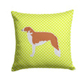 Borzoi Russian Greyhound Checkerboard Green Decorative Throw Pillow 14x14 Indoor Outdoor Accent Cushion, Fabric Cover with Insert for Sofa, Bed, Porch & Living Room