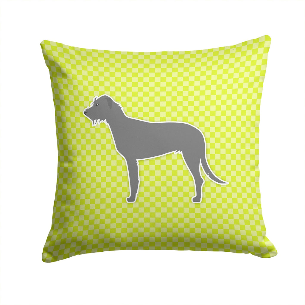 Irish Wolfhound Checkerboard Green Decorative Throw Pillow 14x14 Indoor Outdoor Accent Cushion, Fabric Cover with Insert for Sofa, Bed, Porch & Living Room
