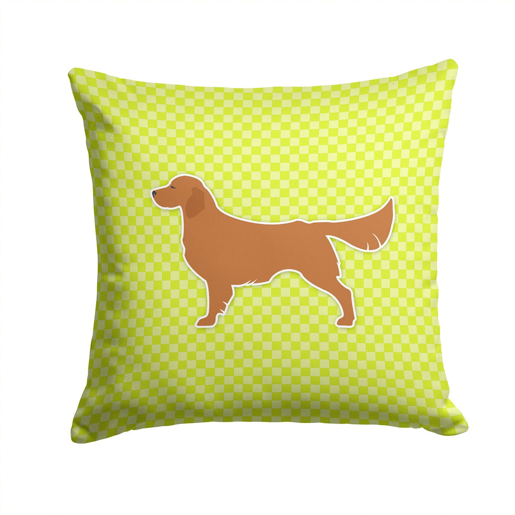 Golden Retriever Checkerboard Green Decorative Throw Pillow 14x14 Indoor Outdoor Accent Cushion, Fabric Cover with Insert for Sofa, Bed, Porch & Living Room