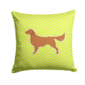 Golden Retriever Checkerboard Green Decorative Throw Pillow 14x14 Indoor Outdoor Accent Cushion, Fabric Cover with Insert for Sofa, Bed, Porch & Living Room