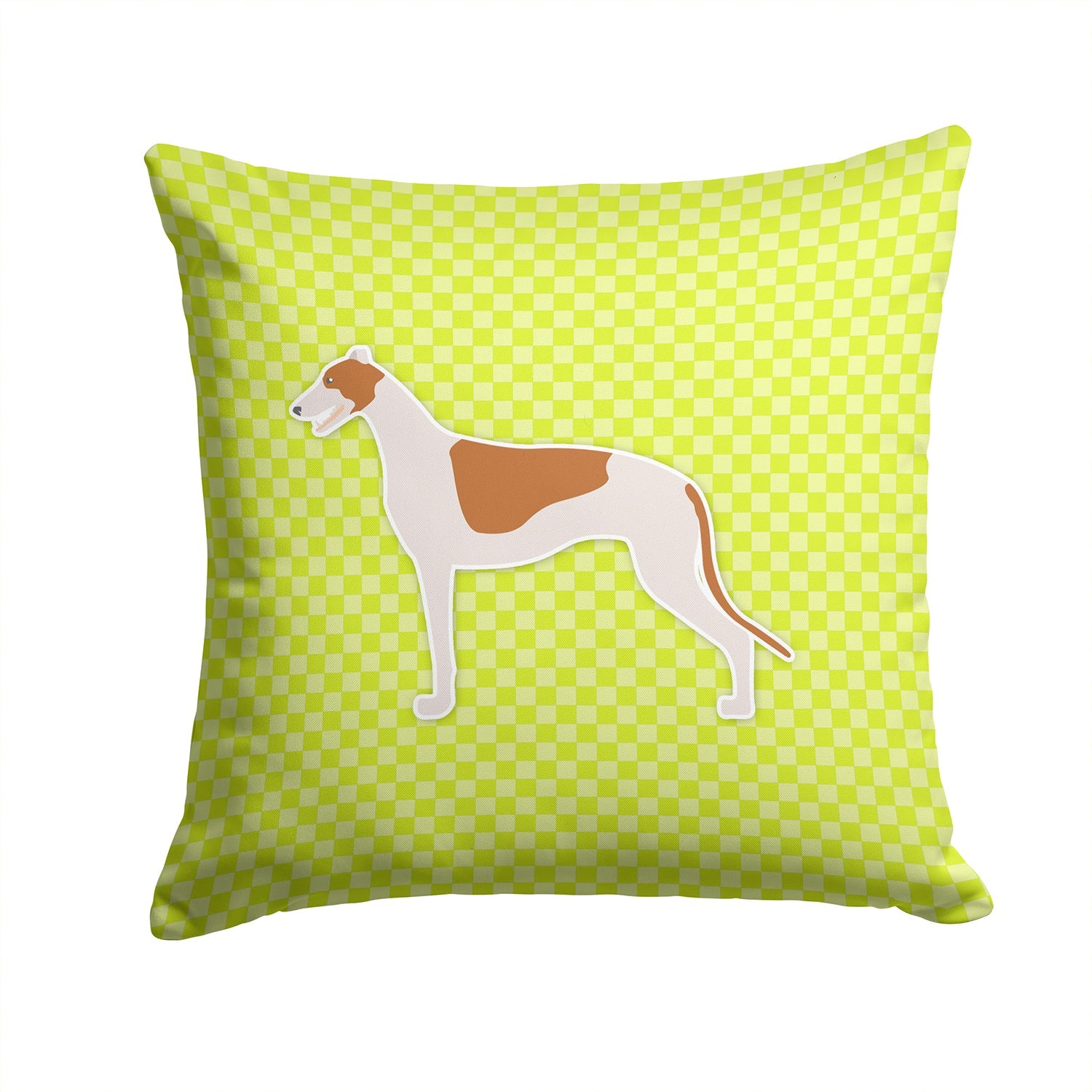 Greyhound Checkerboard Green Decorative Throw Pillow 14x14 Indoor Outdoor Accent Cushion, Fabric Cover with Insert for Sofa, Bed, Porch & Living Room